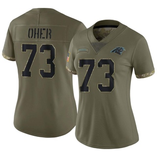 Limited Michael Oher Women's Carolina Panthers 2022 Salute To Service Jersey - Olive